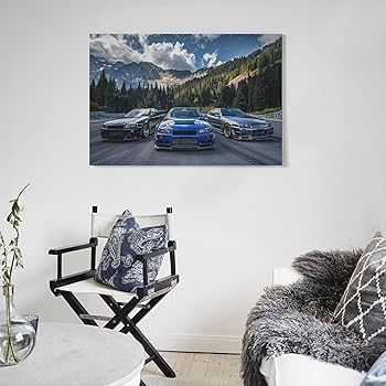 Amazon.com: Stance JDM Mountain Road Drifting R34 Car Posters for