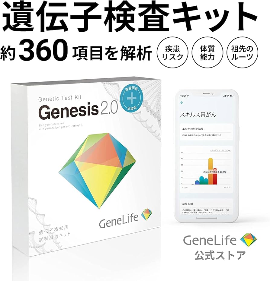 Amazon | 総合遺伝子検査キット GeneLife Genesis2.0 Plus [保護