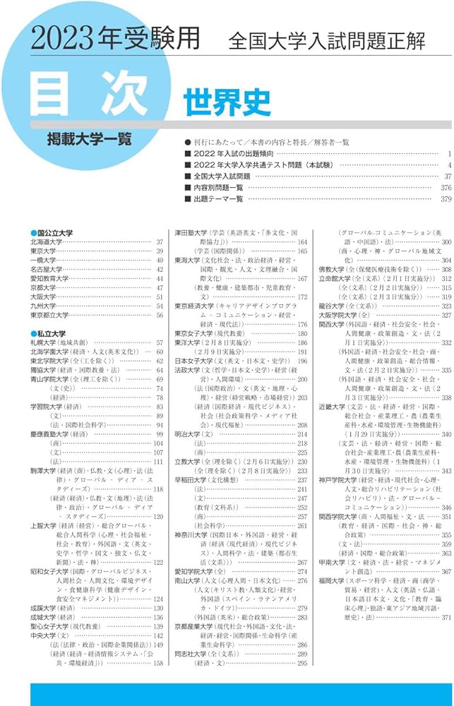 2023年受験用 全国大学入試問題正解 世界史 (全国大学入試問題正解 15