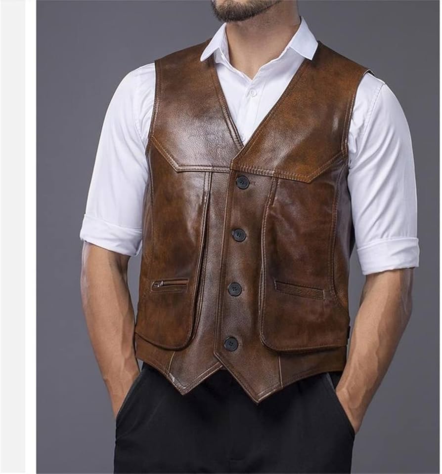 Amazon.co.jp: メンズレザーベスト 大きな革のオートバイベストメンズ