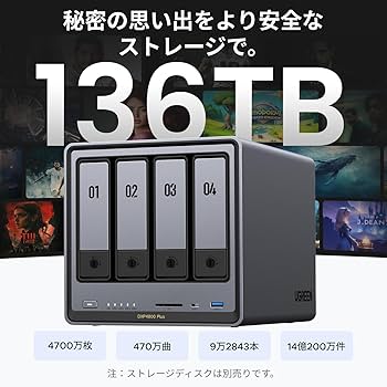 Amazon.co.jp: UGREEN NAS DXP4800 Plus 4ベイ デスクトップNAS、Intel