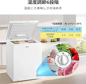 Amazon.co.jp: COMFEE' 冷凍庫 99L 小型 上開き 温度調節6段階 大容量