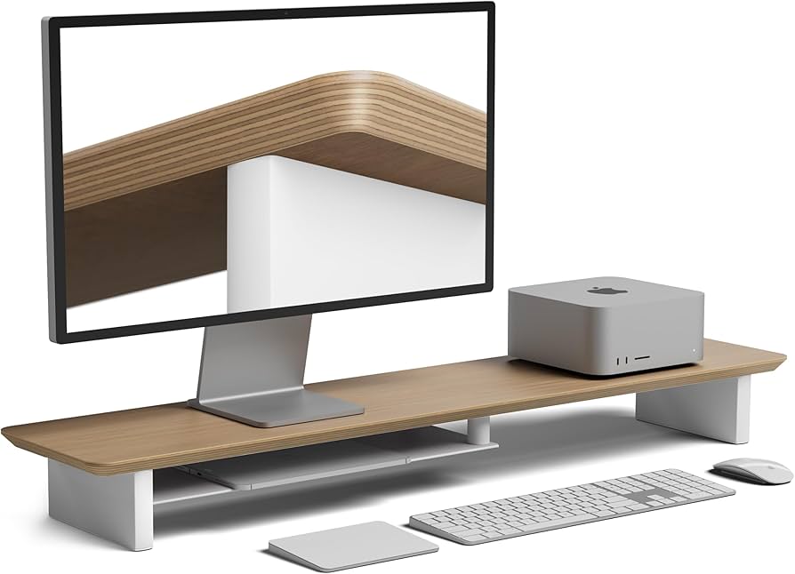 Amazon.co.jp: amesoba 木製 モニタースタンド 卓上 デスクシェルフ