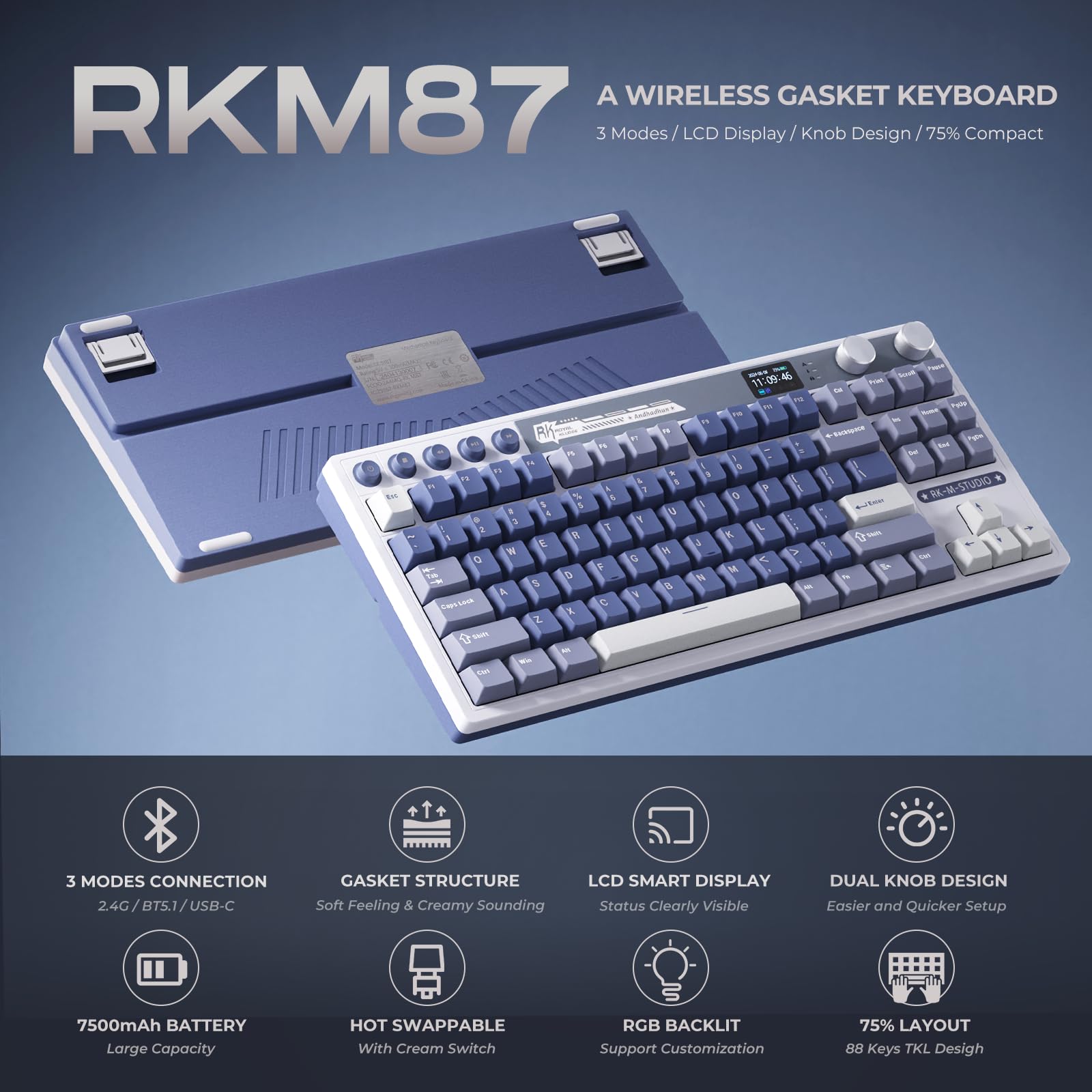 Amazon | RK ROYAL KLUDGE M87 ワイヤレスゲーミングキーボード