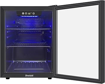Amazon | Shelddi 小型冷蔵庫 48L コンプレッサー式 透明ガラスドア 3