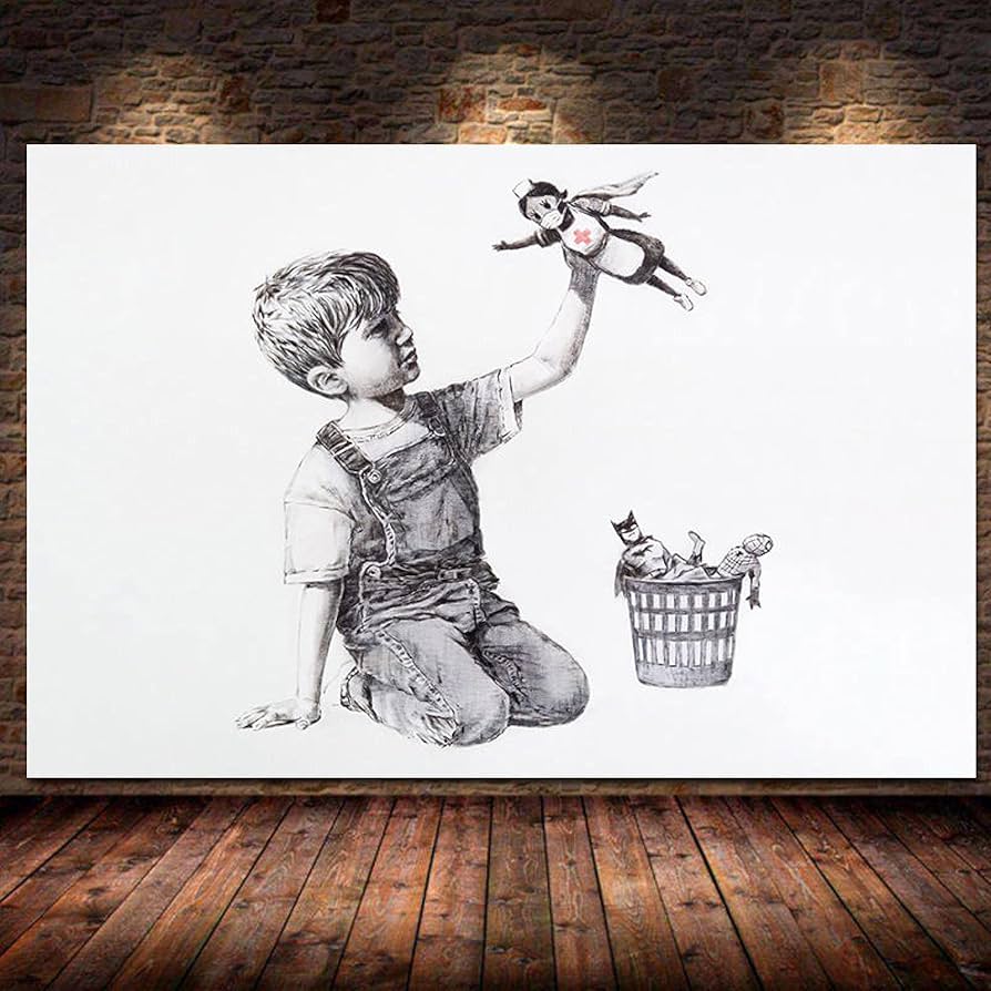 肉筆☆油絵☆700ミリ①『game changer』/Banksy/模写 肉筆☆油絵☆700