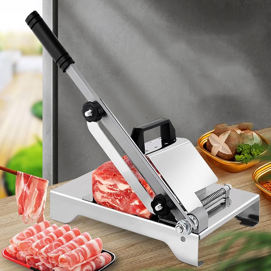Amazon｜手動冷凍肉スライサー、180 MMブレード付きステンレススチール