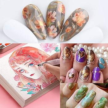 Amazon | ネイル水彩絵の具 6個セット 固体ネイル水彩 キラキラ 真珠