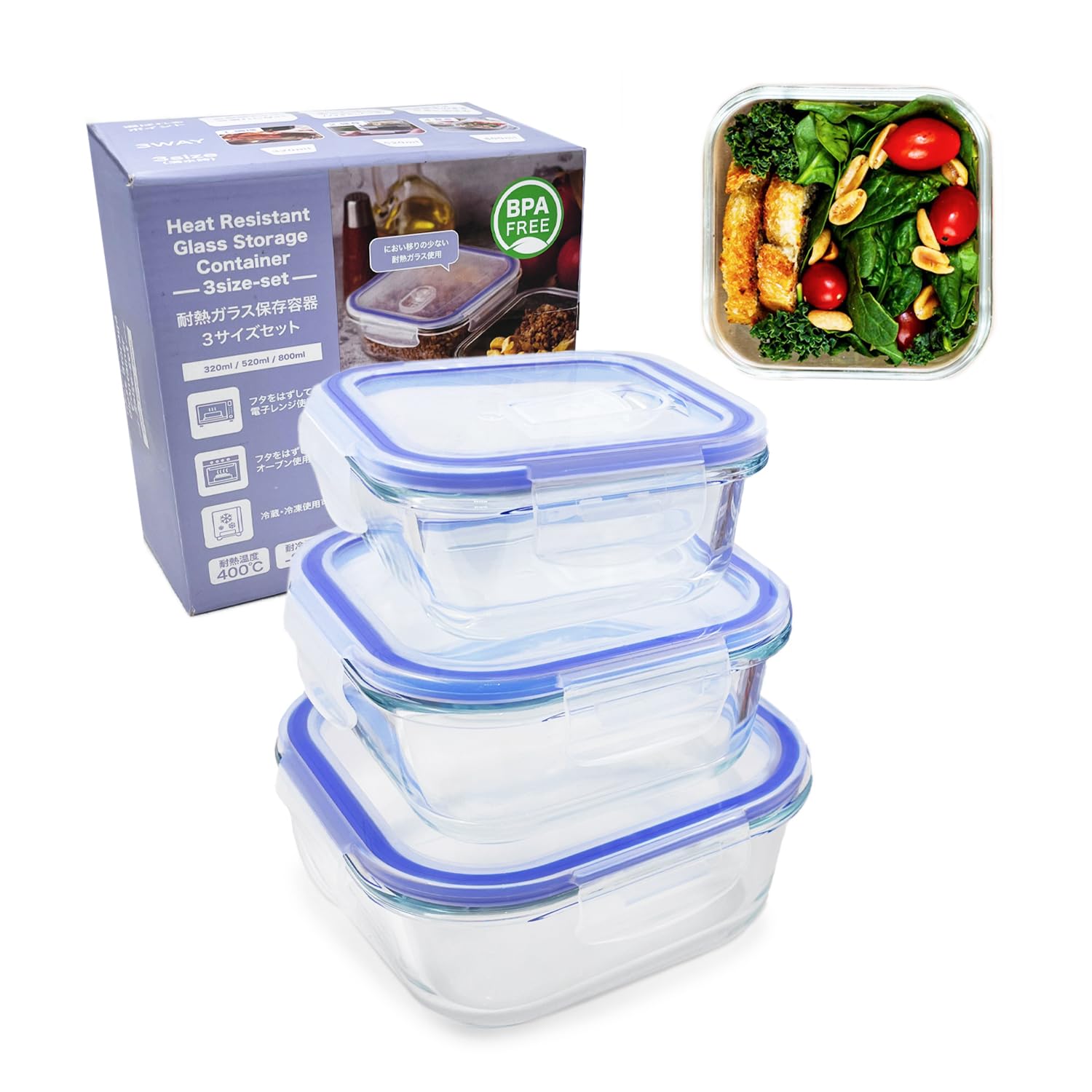 Amazon｜CLEAN HOUSE 耐熱容器 電子レンジ対応 蓋付き ガラス製 大 中