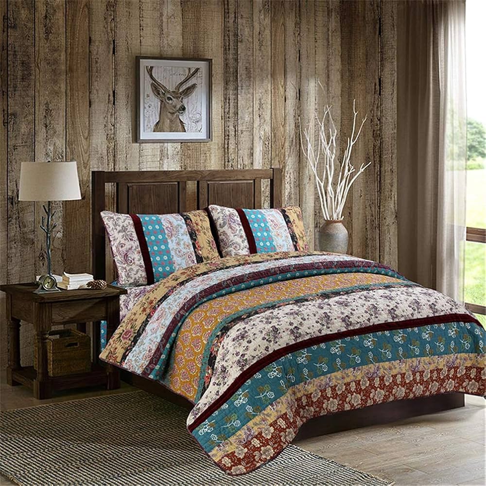 Amazon.co.jp: ベッドカバー 綿 230 x 250 cm ベッドカバー パッチ