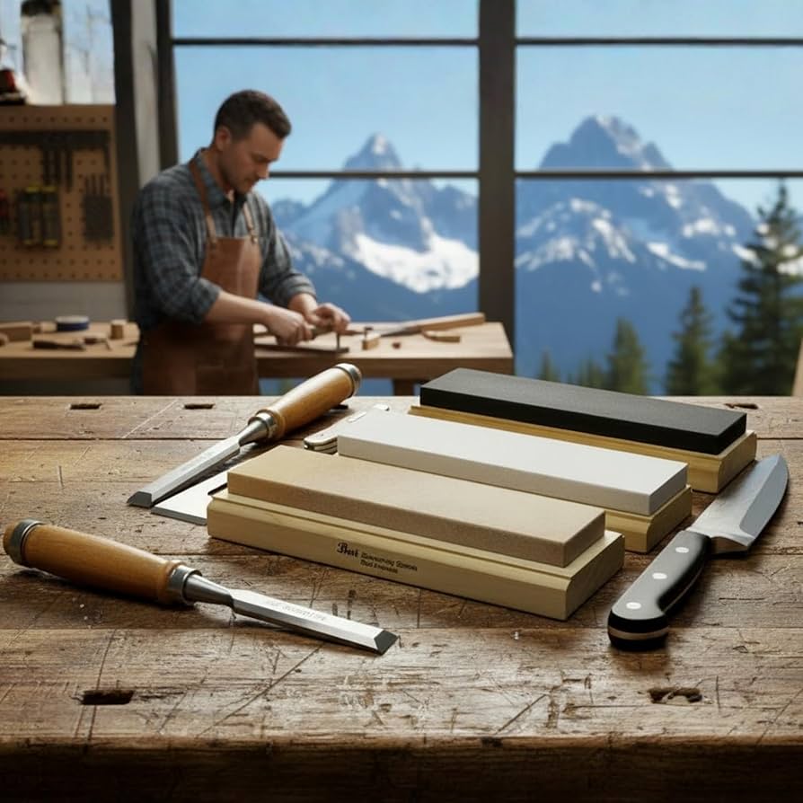 Amazon.com: Arkansas Sharpening Stone Set - Wood Mounted 6