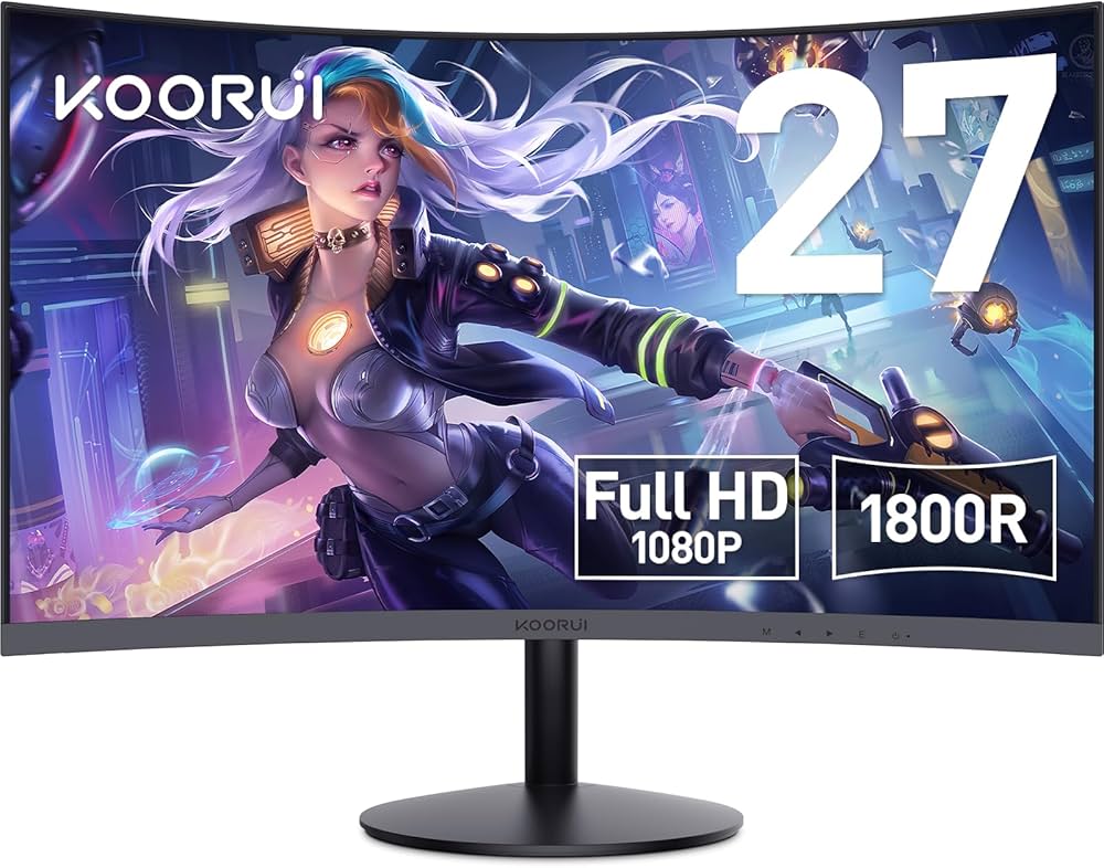 Amazon.co.jp: KOORUI モニター 27インチ 75Hz 5ms 曲面 モニター VA