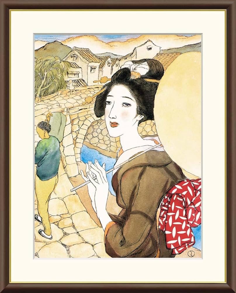 Amazon｜眼鏡橋 竹久夢二 42×34㎝ F4 J2-124 額入り アート 絵画 有名