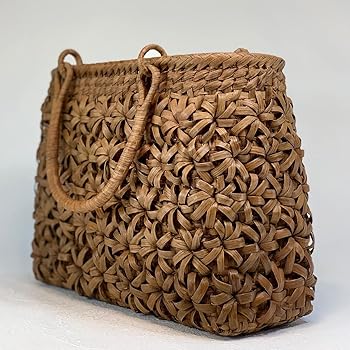 Amazon | [山葡萄] かごバッグ 【立体花編み/定番型/内布付き/目隠し布