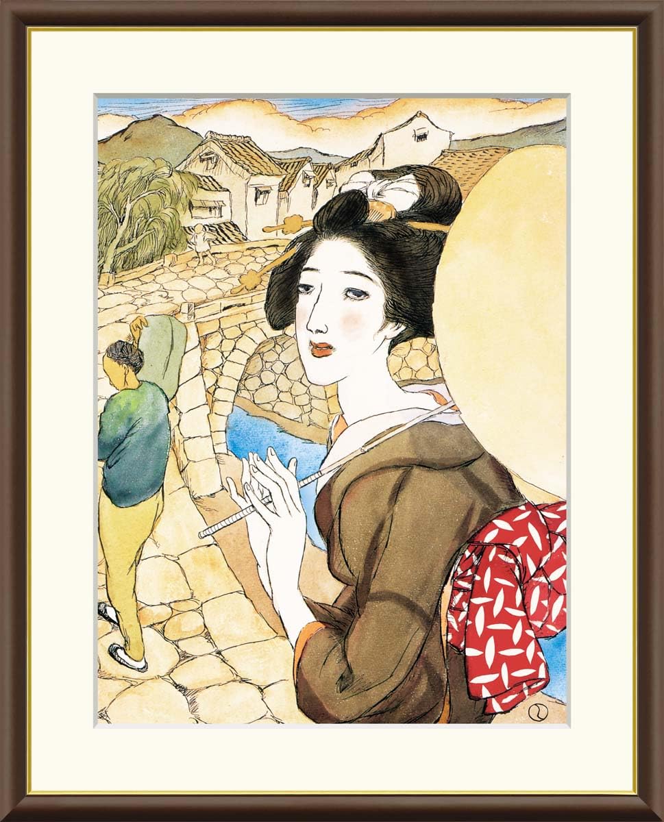 Amazon｜眼鏡橋 竹久夢二 42×34㎝ F4 J2-124 額入り アート 絵画 有名
