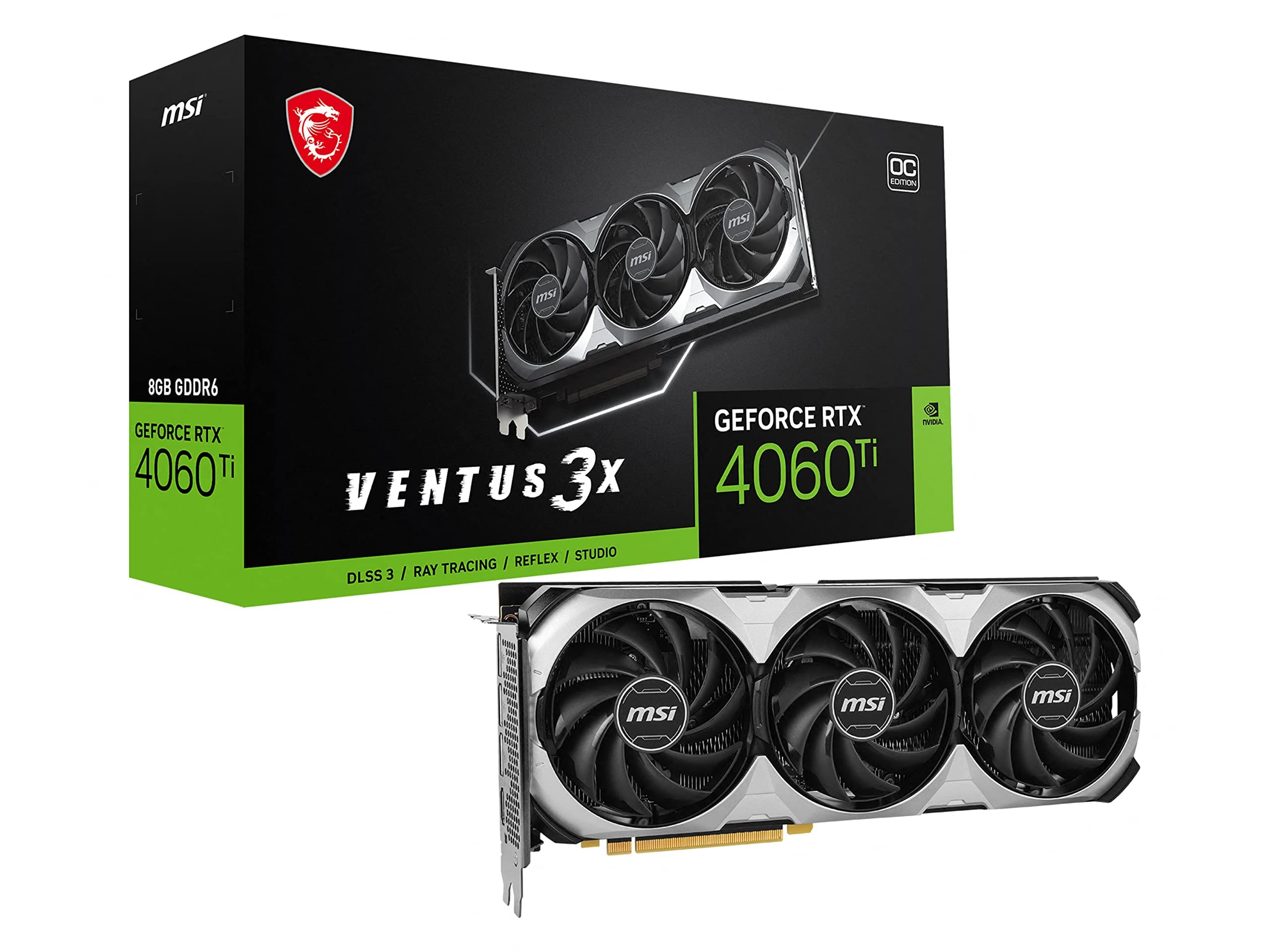 MSI GeForce RTX 4060 Ti Ventus 3X 8G OC Graphics Card - NVIDIA RTX