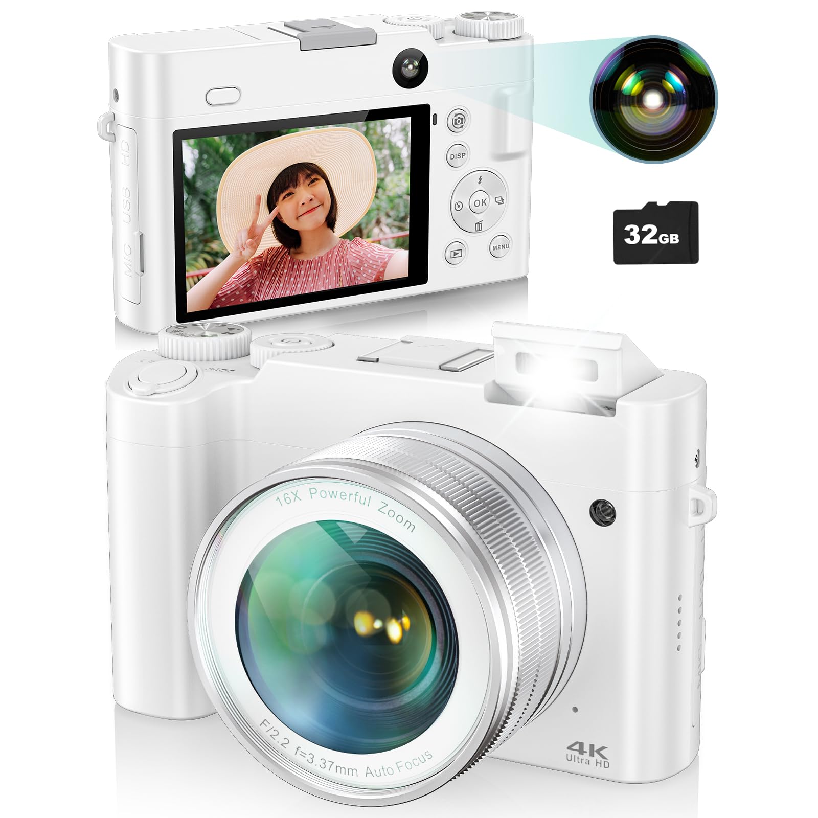 Amazon | 4K デジカメ デジタルカメラ 6400万画素 4K解像度 オート