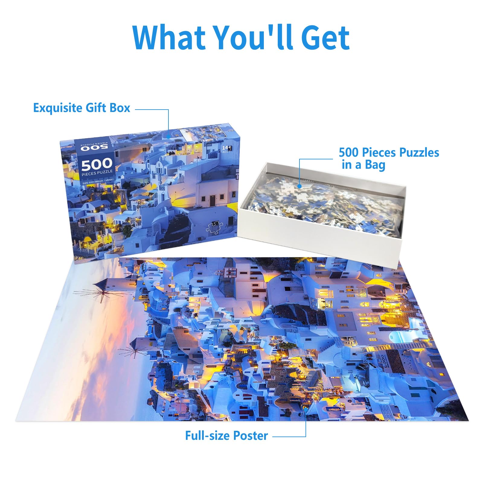 Amazon | CHengQiSM 500ピース ジグソーパズル ギリシャのサントリーニ