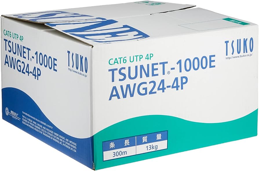 Amazon.co.jp: 通信興業 CAT6 単線LANケーブル 300m巻き TSUNET-1000E
