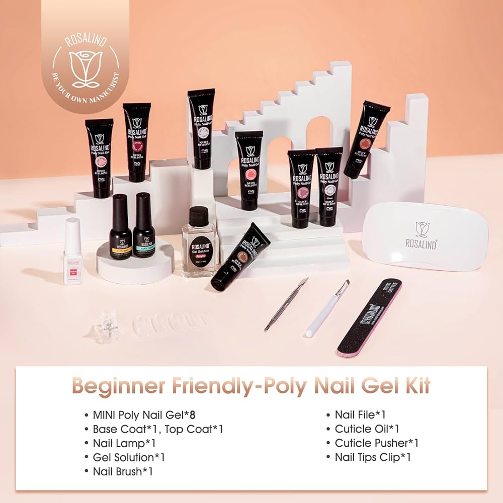 Amazon.com: ROSALIND Poly Nail Gel Kit -8 Colors + Nail Art
