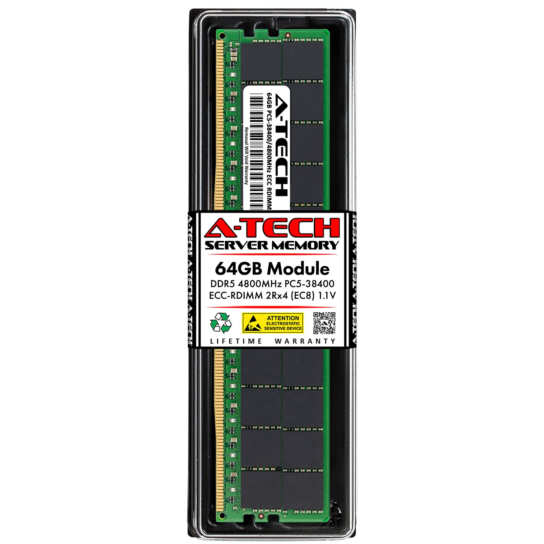 A-Tech 64GB DDR5 4800MHz PC5-38400 ECC RDIMM 2Rx4 (EC8 10x4) Dual