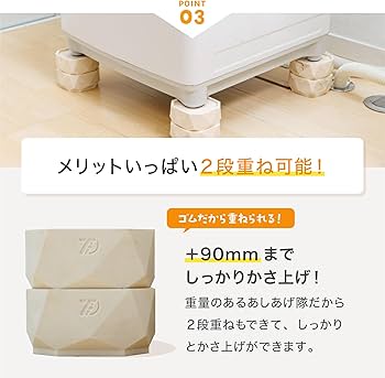 Amazon.co.jp: タツフト 洗濯機用かさ上げ台 防振防音 高さ調整