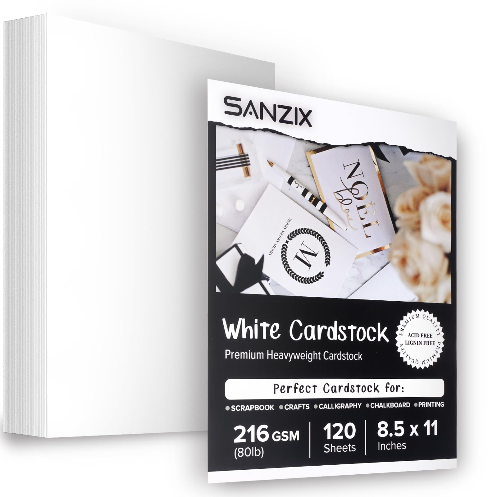 Amazon.co.jp: SANZIX 120枚 ホワイト カードストック用紙 8.5 x 11~80