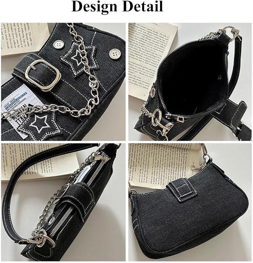 Grunge Y2k Purse Y2k Bag Black Y2k Accessories Goth Punk Shoulder