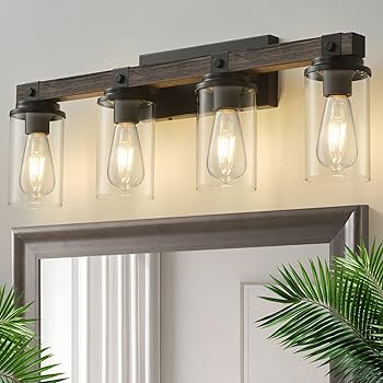 Farmhouse Bathroom Vanity Light 4 Light Sconces Wall Lighting Wood