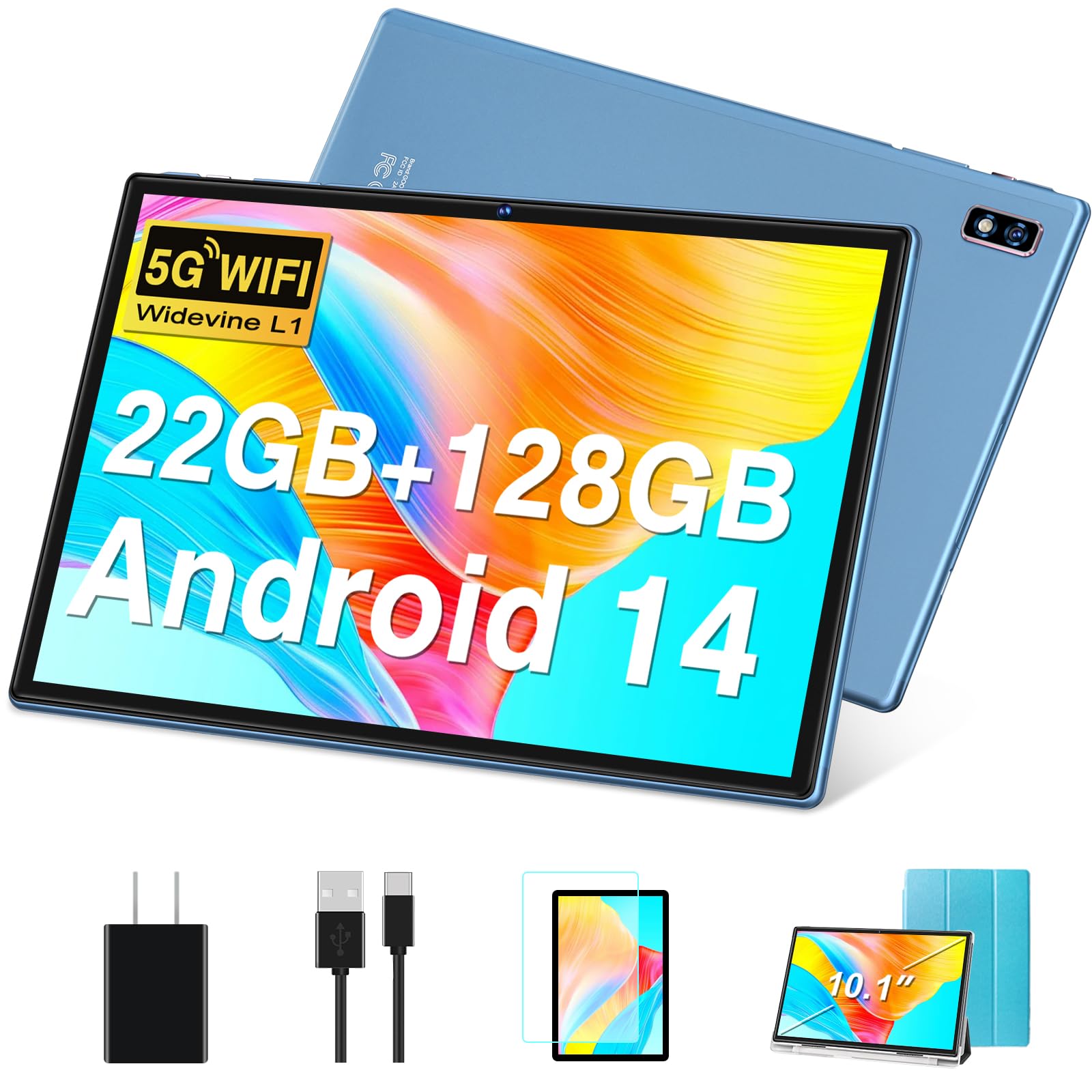 Tablet Android 14 Tablets 10.1 inch with 22GB RAM 128GB ROM, Octa