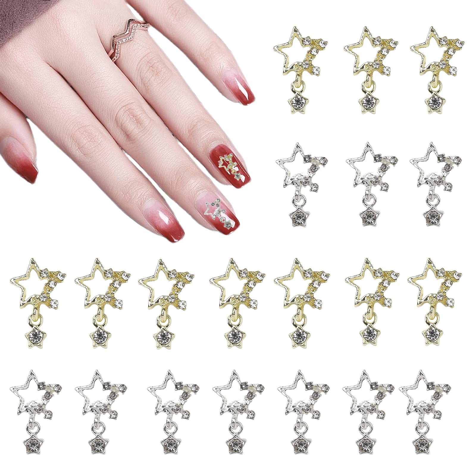 Amazon | ネイルパーツ メタルパーツ 20個セット 五芒星型 立体 3D