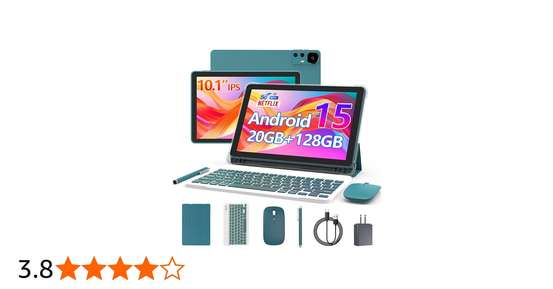 Android 15 Tablet, 10 Inch 20GB RAM+128GB ROM/2TB Expandable