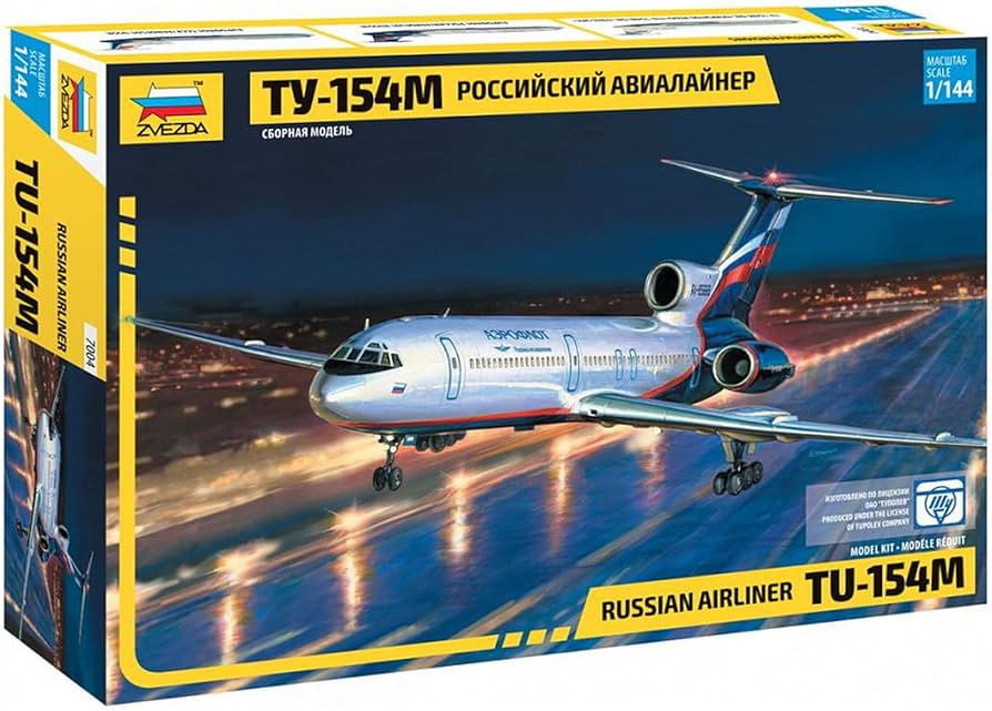 Amazon.com: Zvezda 500787004 Tupolev TU-154M Airliner 1:144 : Arts