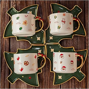 Amazon.co.jp: BOSUGE コーヒーカップ クリスマステーマ 陶器カップ