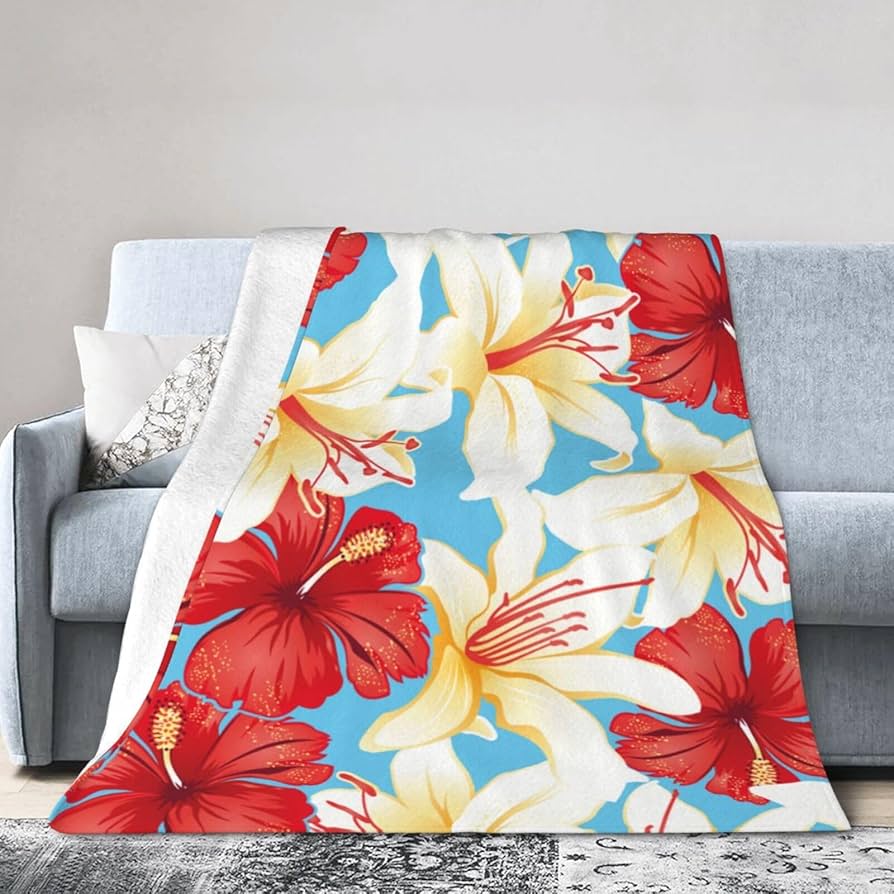 Amazon｜毛布 ハワイ ハイビスカス 花柄 ブランケット 厚手 100×125cm