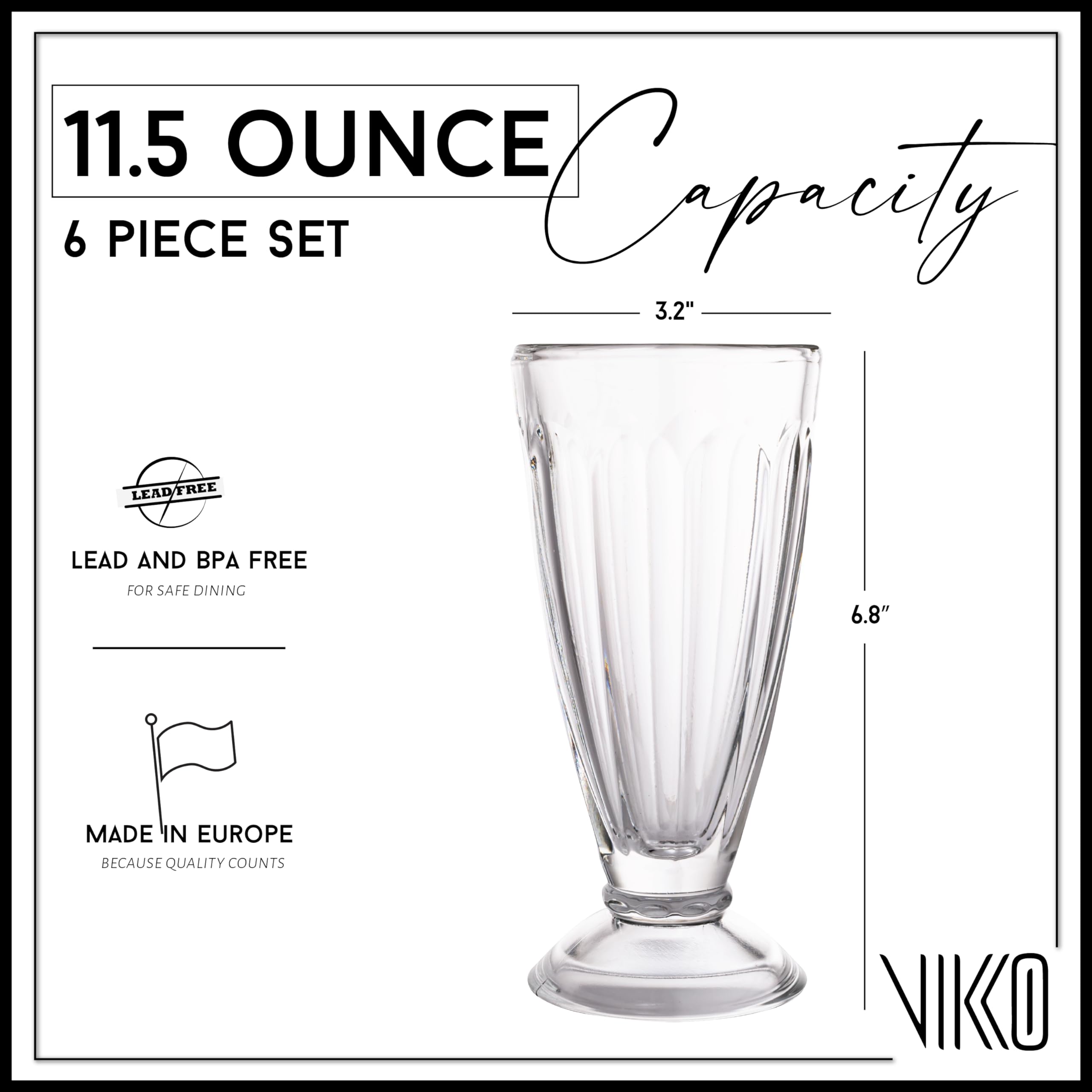 Amazon | Vikko ミルクシェイクグラス 6脚入りアイスクリームカップ