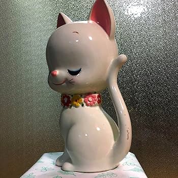 Amazon.co.jp: 内藤ルネ 猫 ネコ 貯金箱 陶器 レトロ 1970年代 当時物