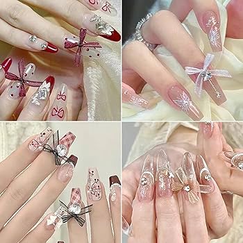 Amazon.co.jp: ネイルパーツレース ボウ ネイル チャーム 48 個、8 色