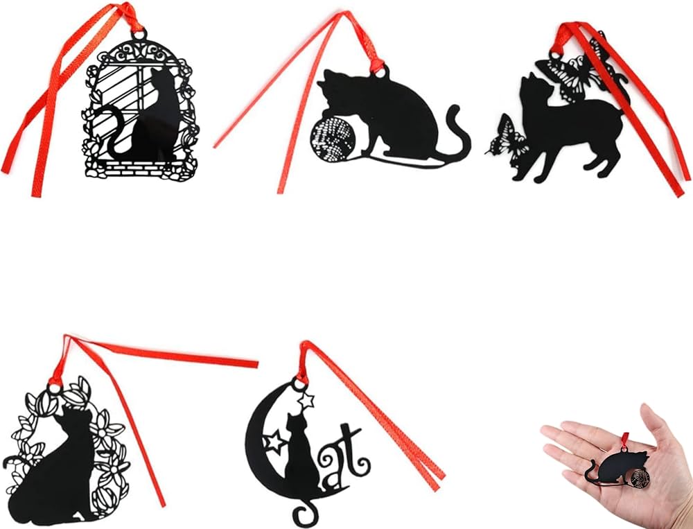 Amazon | しおり 栞 黒猫 かわいい ネコ ステンレス 金属 本 読書