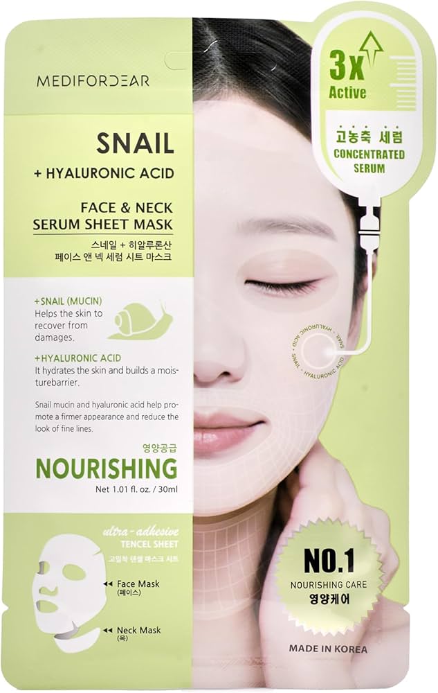 Amazon.com : MEDIFORDEAR Snail + Hyaluronic Acid Face & Neck Serum
