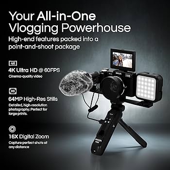 Amazon.com : Minolta 64MP 4K60FPS VLOG Camera Kit – Digital