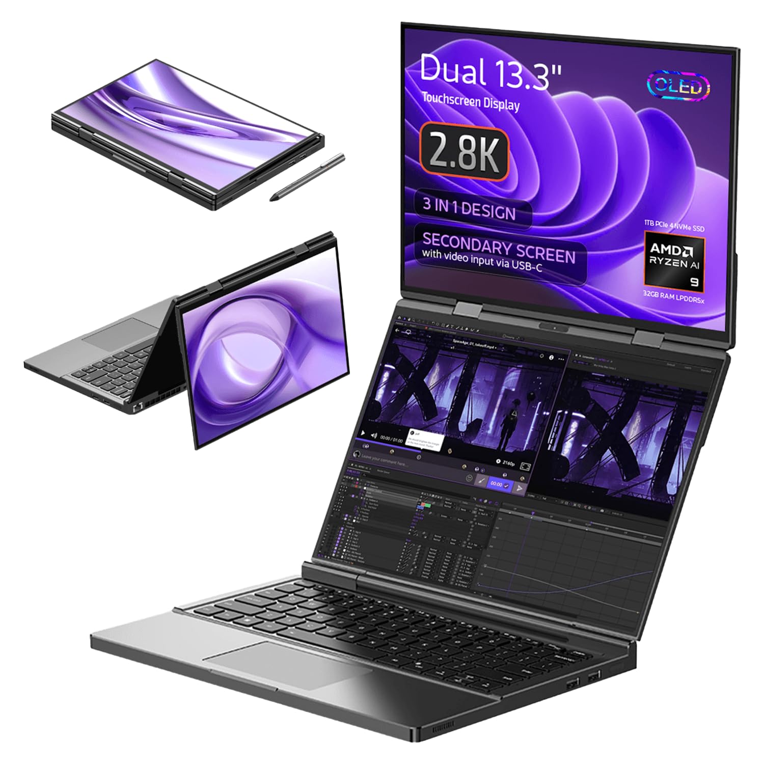 Amazon.com: GPD Duo Dual-Screen Laptop: 13.3