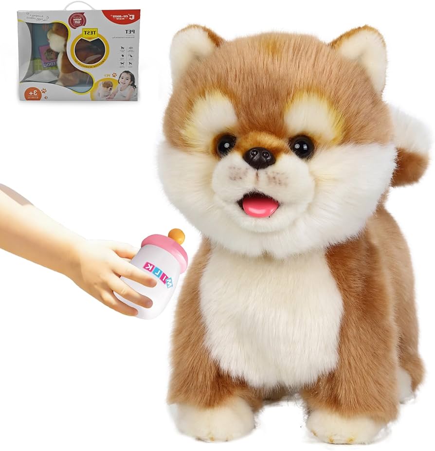 Amazon.co.jp: 電子ウォーキング秋田犬のぬいぐるみ、リアルな