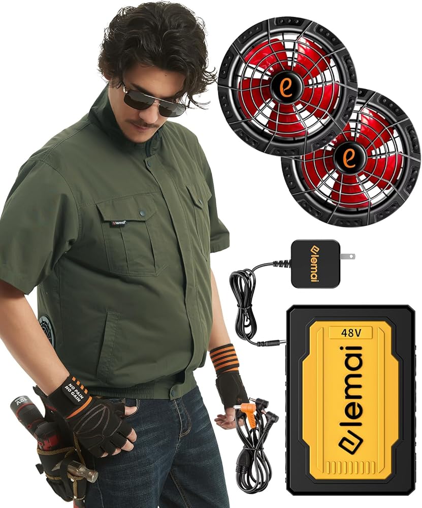 Amazon.co.jp: [elemai] NEWモデル ファン付き作業服 遮熱-15℃ 48V超高