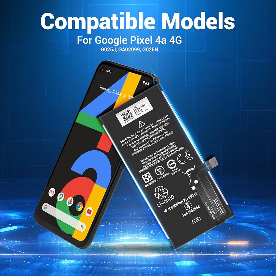 Amazon.com: Pixel 4A 4G Battery, (Upgraded) 3080mAh Li-Polymer