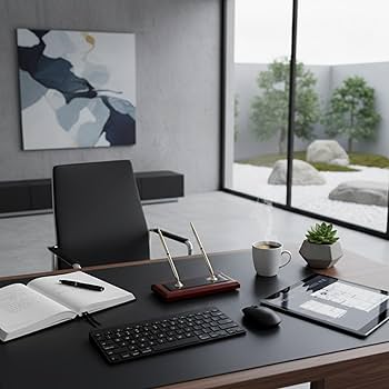 Amazon.com: Dacasso A8004 Wood & Leather Double Pen Stand Desk Set