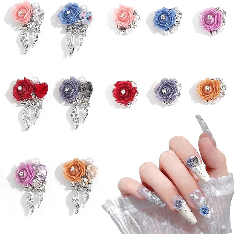 Amazon | PAVIKE 薔薇 ネイルパーツ 花 立体 セット 薔薇 可愛い 和風