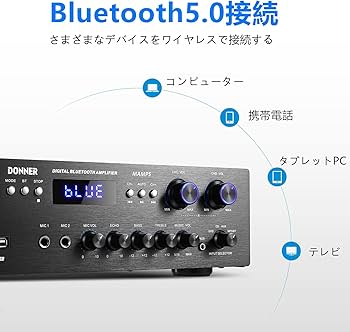 Amazon | Donner パワーアンプ オーディオアンプ Bluetooth5.0 最大