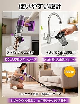 Amazon | 掃除機 コードレス【2026改良進化モデル】28000pa超強力吸引
