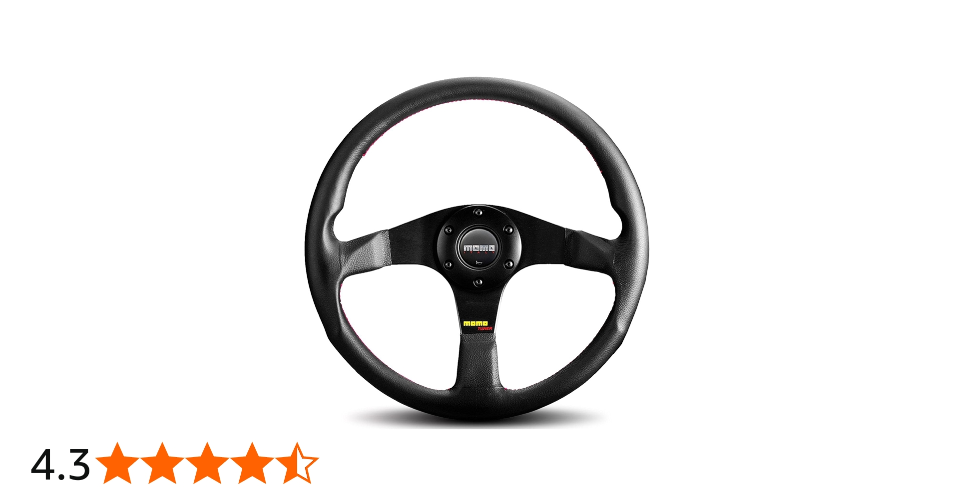 Amazon | MOMO チューナー ブラック 350 ハンドル レッドステッチ